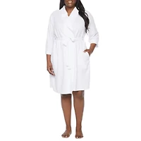 Liz Claiborne Womens Plus 3/4 Sleeve Knee Length Robe