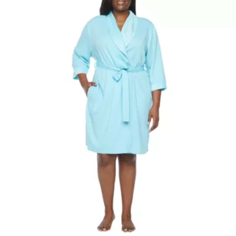 Liz Claiborne Womens Plus 3/4 Sleeve Mid Length Robe