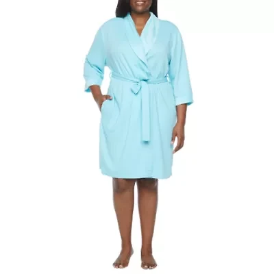 Liz Claiborne Womens Plus 3/4 Sleeve Mid Length Robe
