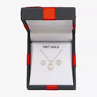 Womens Cubic Zirconia 10K Gold Heart 2-pc. Jewelry Set