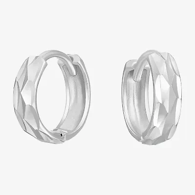 Womens 14K White Gold 9mm Hoop Earrings