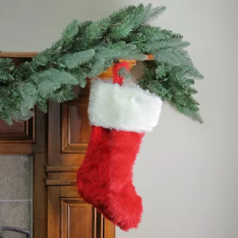 20'' Red and White Traditional Cuff Extra Plush Christmas Stocking