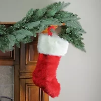 20'' Red and White Traditional Cuff Extra Plush Christmas Stocking