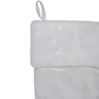 20.5'' White Iridescent Glittered Snowflake Christmas Stocking