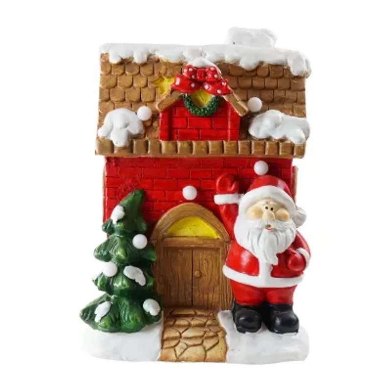 16'' Red LED Lighted House with Santa Musical Christmas Tabletop Figurine