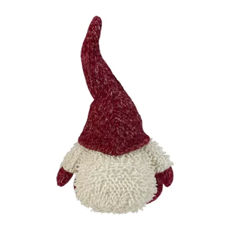 15'' Ivory and Red Chubby Smiling Gnome Plush Tabletop Christmas Figure