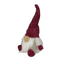 15'' Ivory and Red Chubby Smiling Gnome Plush Tabletop Christmas Figure