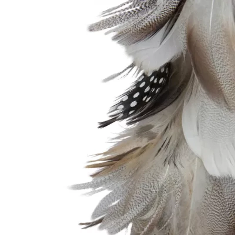 15.5'' Brown and Gray Feather Layered Cone Tree Christmas Decoration