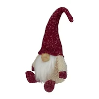17'' Ivory and Red Chubby Smiling Gnome Plush Tabletop Christmas Decoration