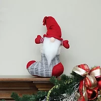 14.5'' Red and Gray Tristan Gnome Christmas Stocking Tabletop Figurine