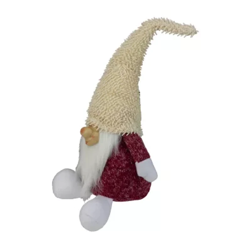 15'' Textured Red and White Chubby Smiling Gnome Plush Table Top Christmas Figure