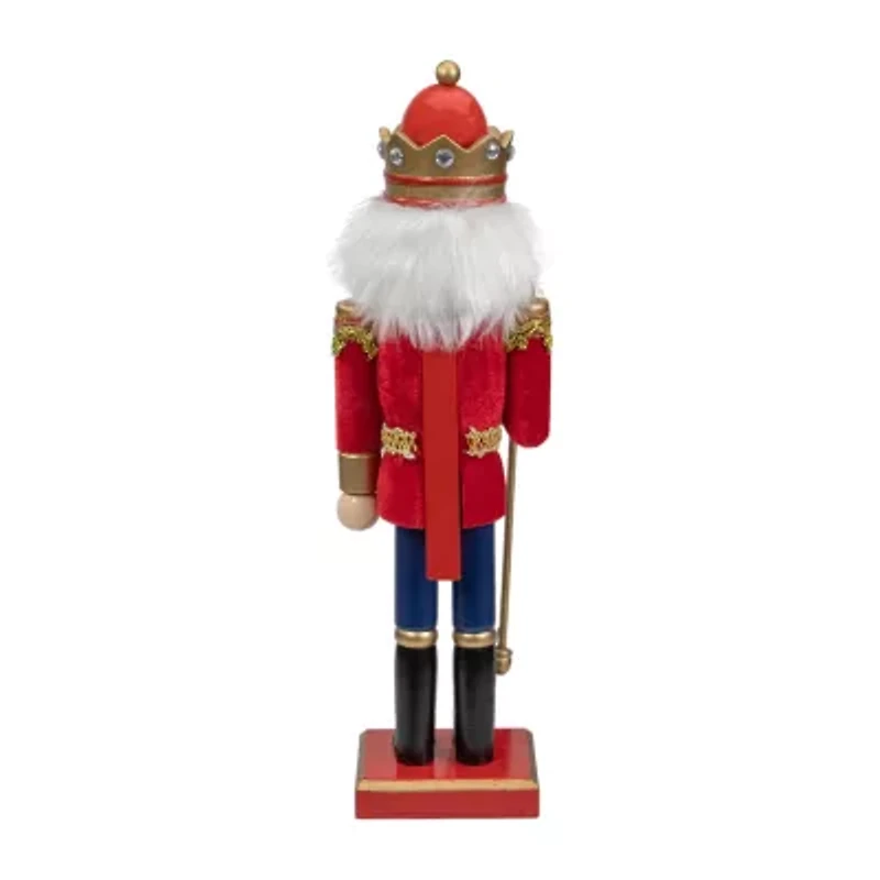 14'' Red and Gold Traditional Christmas Nutcracker King with Scepter Tabletop Figurine