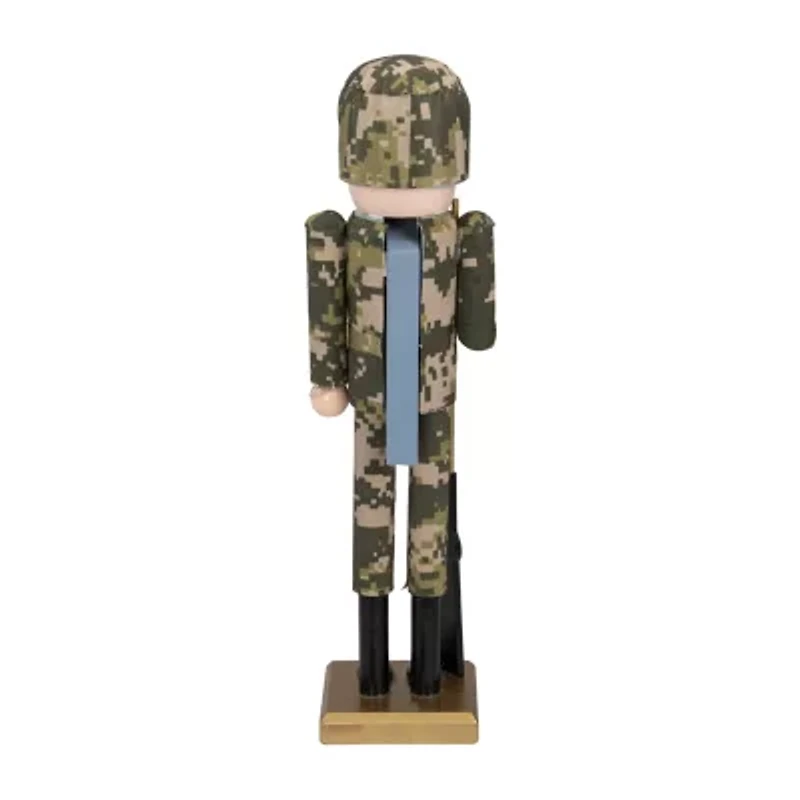 15'' Beige and Green Army Soldier in Fatigues Christmas Nutcracker