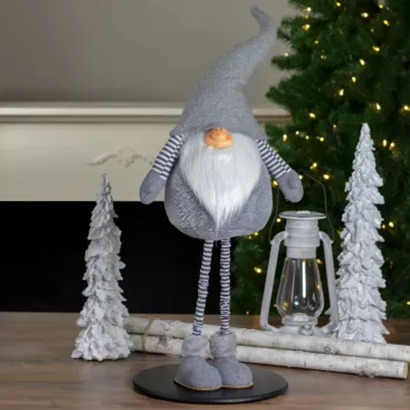 42'' Gray and White Adjustable Height Chubby Smirking Gnome
