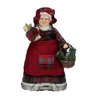 16'' Country Mrs Claus with Basket and Gift Christmas Figure