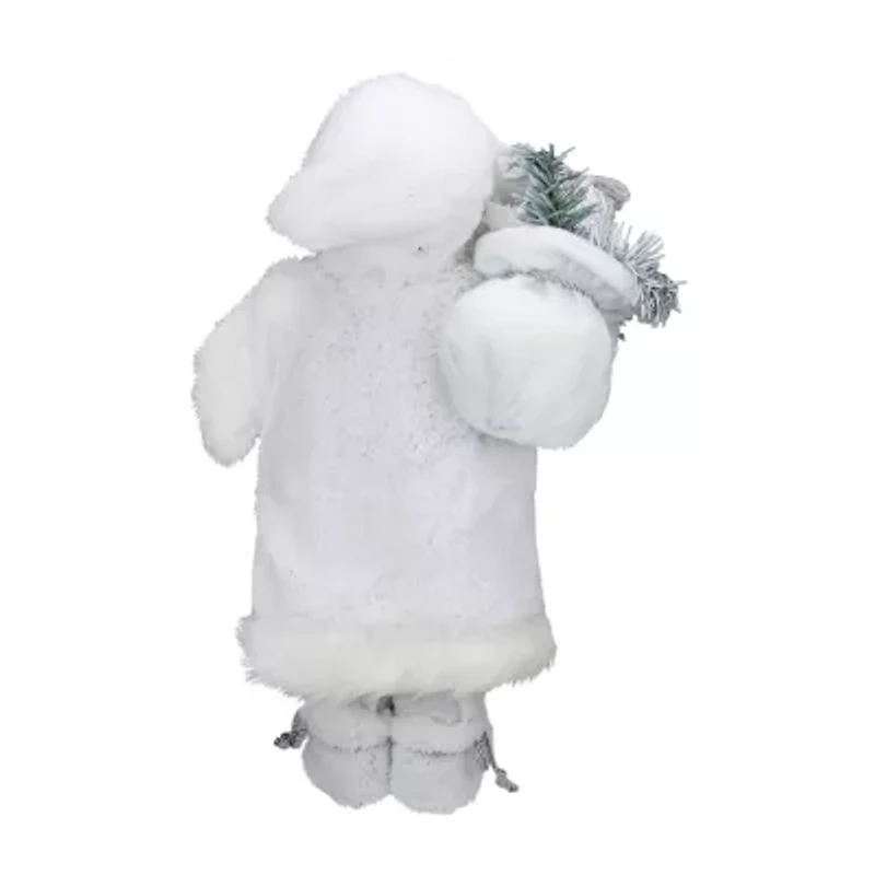 16'' White Frost Standing Santa Claus Christmas Figurine with Lantern