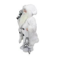 16'' White Frost Standing Santa Claus Christmas Figurine with Lantern