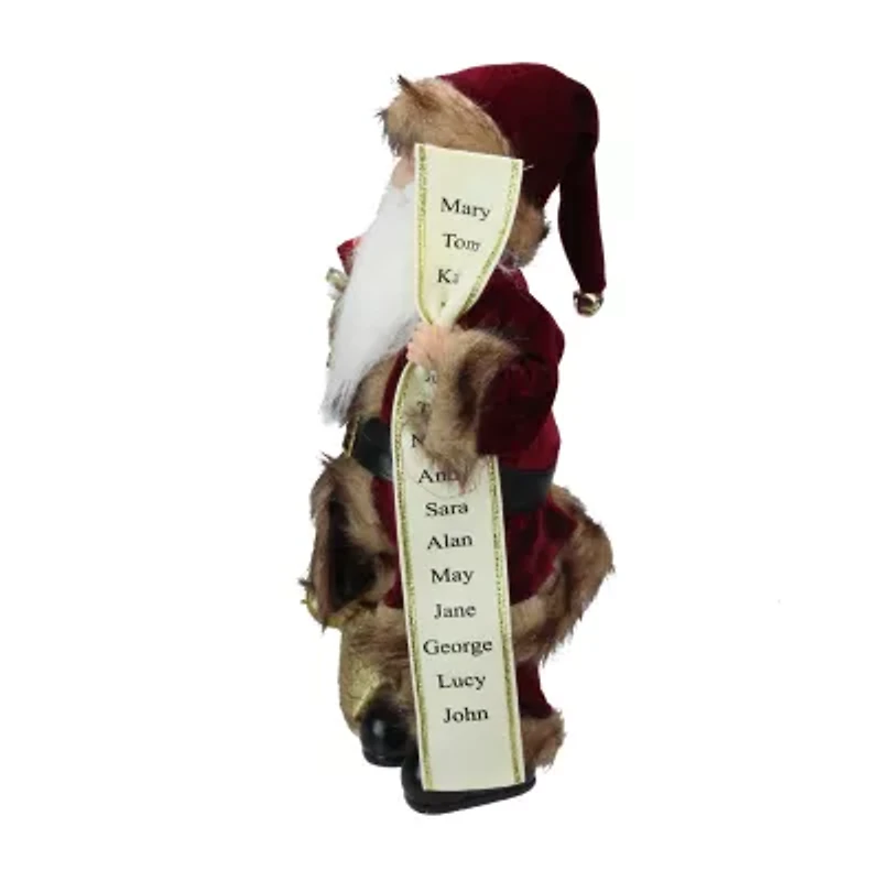 18'' Burgundy and Brown Santa Claus with Naughty or Nice List Christmas Figure