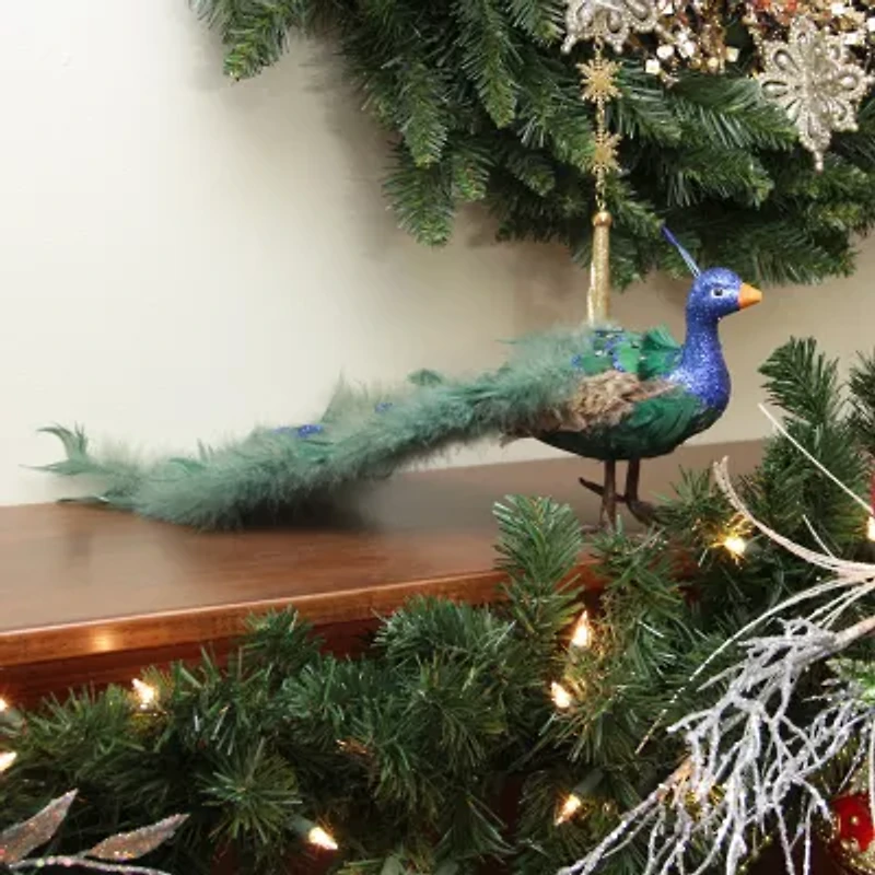 19'' Green and Blue Peacock with Closed Tail Feathers