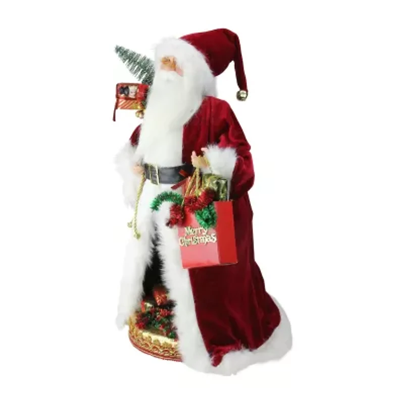 20'' Red and White Battery Operated Musical Standing Santa Claus with LED Lighted Christmas Scene Figurine