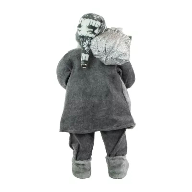 24'' Gray and White Santa Claus with Lantern Christmas Figure