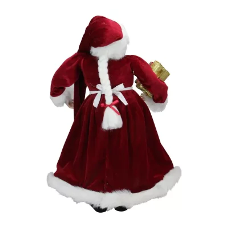 24'' Traditional Mrs Claus with Braided Hair and Gifts Christmas Figure