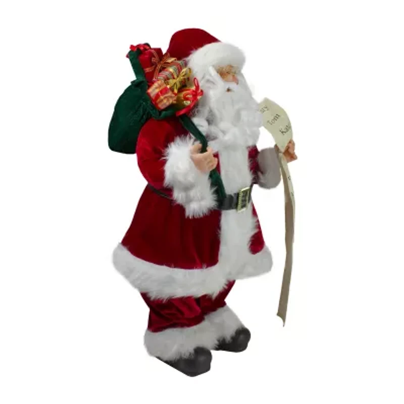 24'' Santa Claus with Bag of Gifts and Naughty or Nice List Christmas Figure