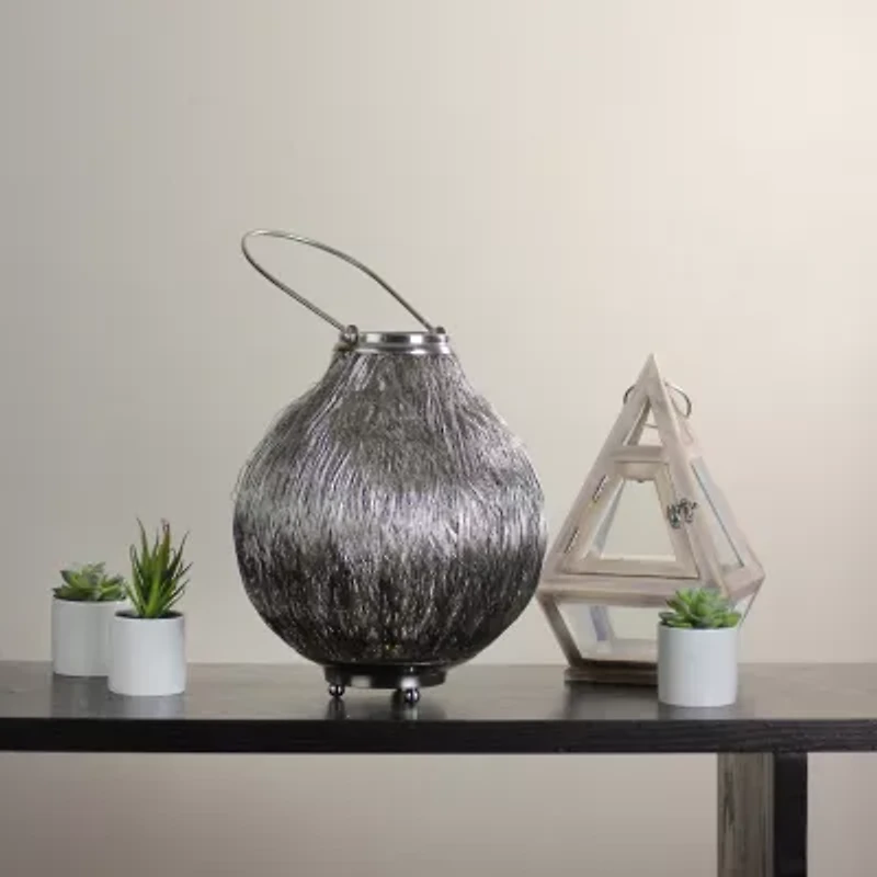 18.5'' Urban Life Contemporary Silver Tea Light Candle Holder Lantern