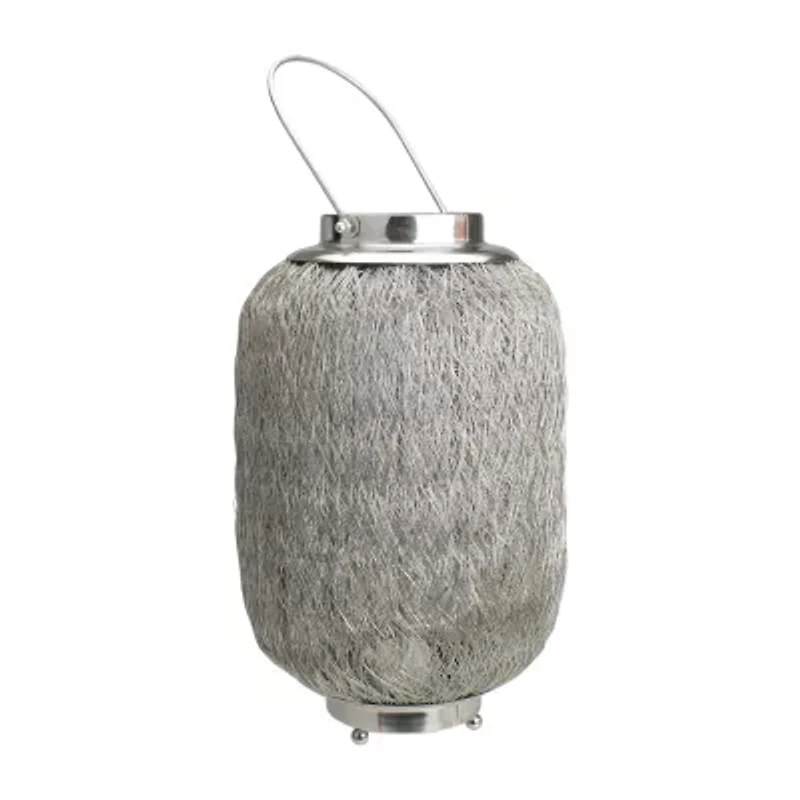23'' Beach Day Contemporary Chic Large Wire Woven Hurricane Pillar Candle Holder