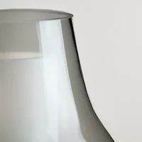 10.25'' Transparent Glass Pillar Candle Holder with Wooden Base