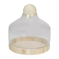 12.5'' Clear Glass Hurricane with Wooden Lid and Base