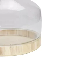 12.5'' Clear Glass Hurricane with Wooden Lid and Base