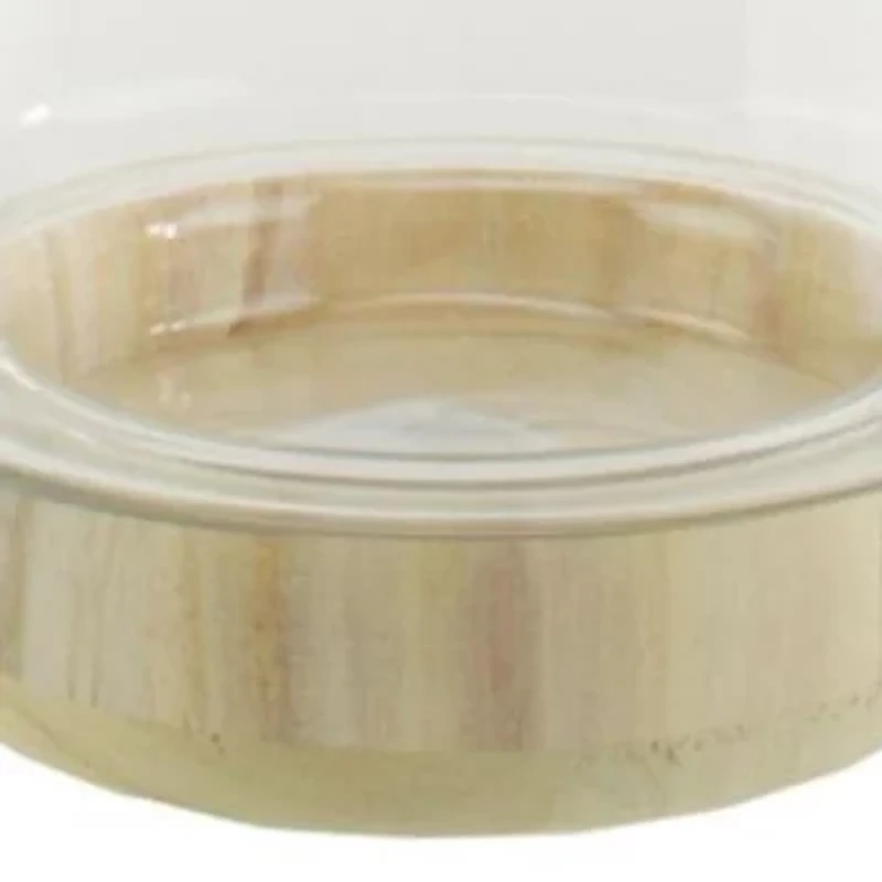 13.5'' Clear and Beige Round Container with Base
