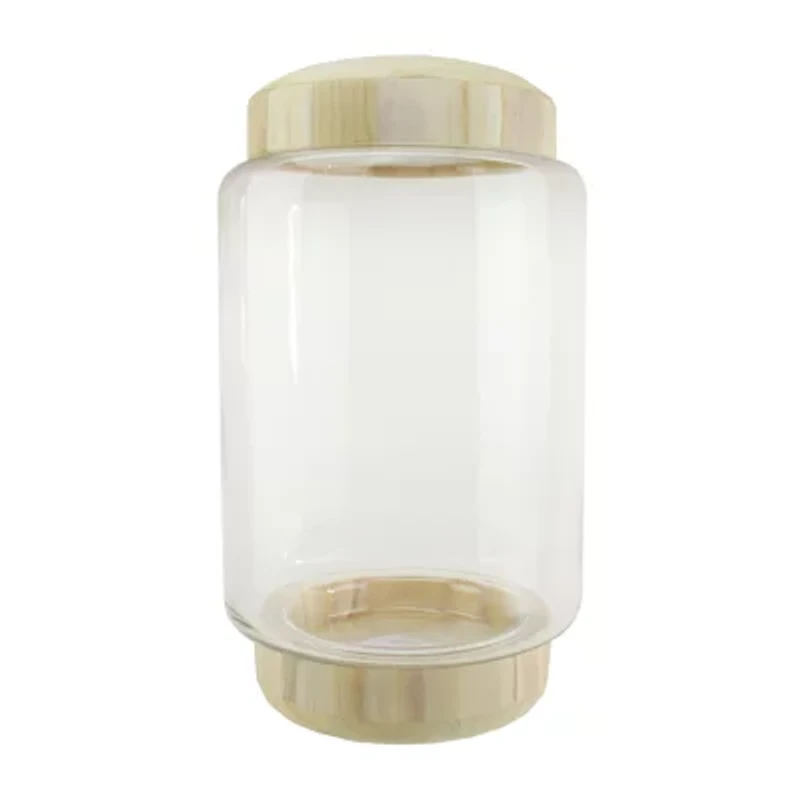 13.5'' Clear and Beige Round Container with Base