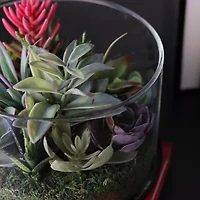 8'' Artificial Mixed Succulent Arrangement in Round Glass Jar