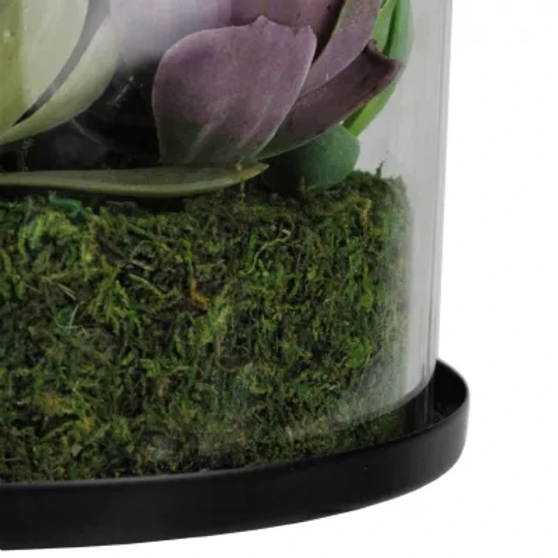 8'' Artificial Mixed Succulent Arrangement in Round Glass Jar