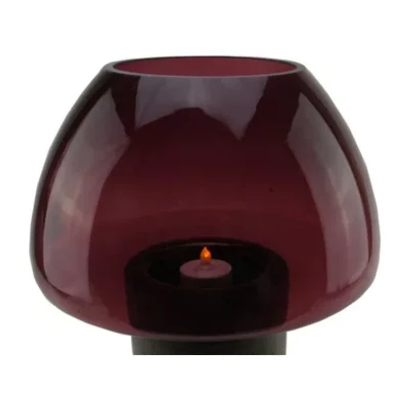 9.75'' Purple and Black Transparent Byzantium Candle Holder with Base