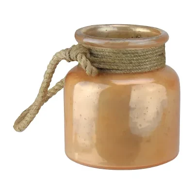 6.25'' Brown Distressed Glass Hurricane Decor with Rope