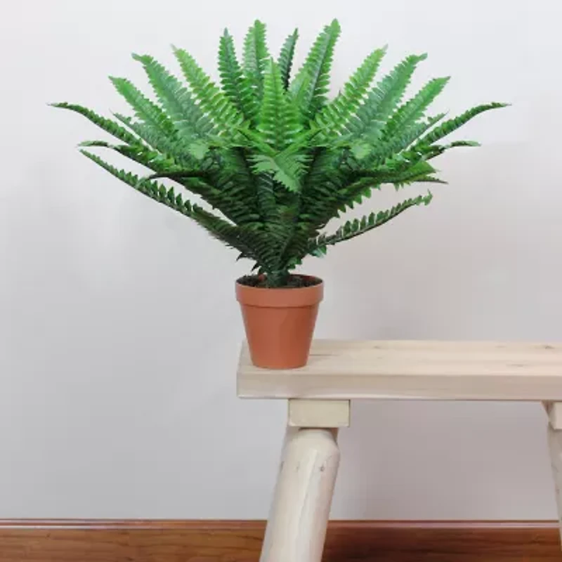 17.5'' Potted Artificial Tall Green Boston Fern Plant