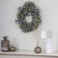 Purple Mini Berry Artificial Thanksgiving Wreath  22-Inch Unlit