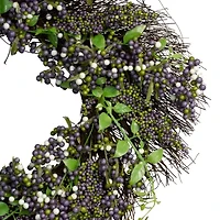 Purple Mini Berry Artificial Thanksgiving Wreath  22-Inch Unlit