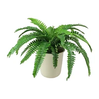 21'' Green and Cream White Boston Fern Artificial Potted Plant