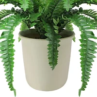 21'' Green and Cream White Boston Fern Artificial Potted Plant