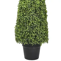45'' Two Tone Green Triangular Artificial Boxwood Topiary Potted Tree - Unlit
