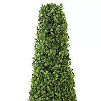 45'' Two Tone Green Triangular Artificial Boxwood Topiary Potted Tree - Unlit