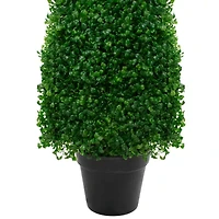 45'' Two Tone Green Triangular Artificial Boxwood Topiary Potted Tree - Unlit