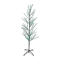 6' Pre-Lit Enchanted Garden Cherry Blossom Flower Artificial Spring Tree - Green LED Lights