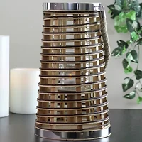 12.75'' Rustic Chic Tapered Cylinderical Rattan Candle Holder Lantern with Jute Handle