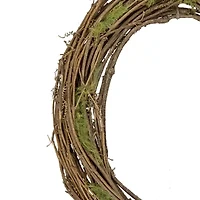 Natural Grapevine and Twig Oval Spring Wreath with Moss  15.5-Inch  Unlit
