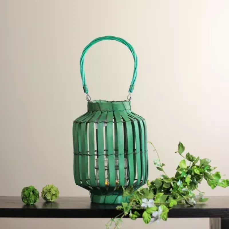 20'' Tropicalia Green Cabana Tiki Bar Votive Candle Holder Lantern